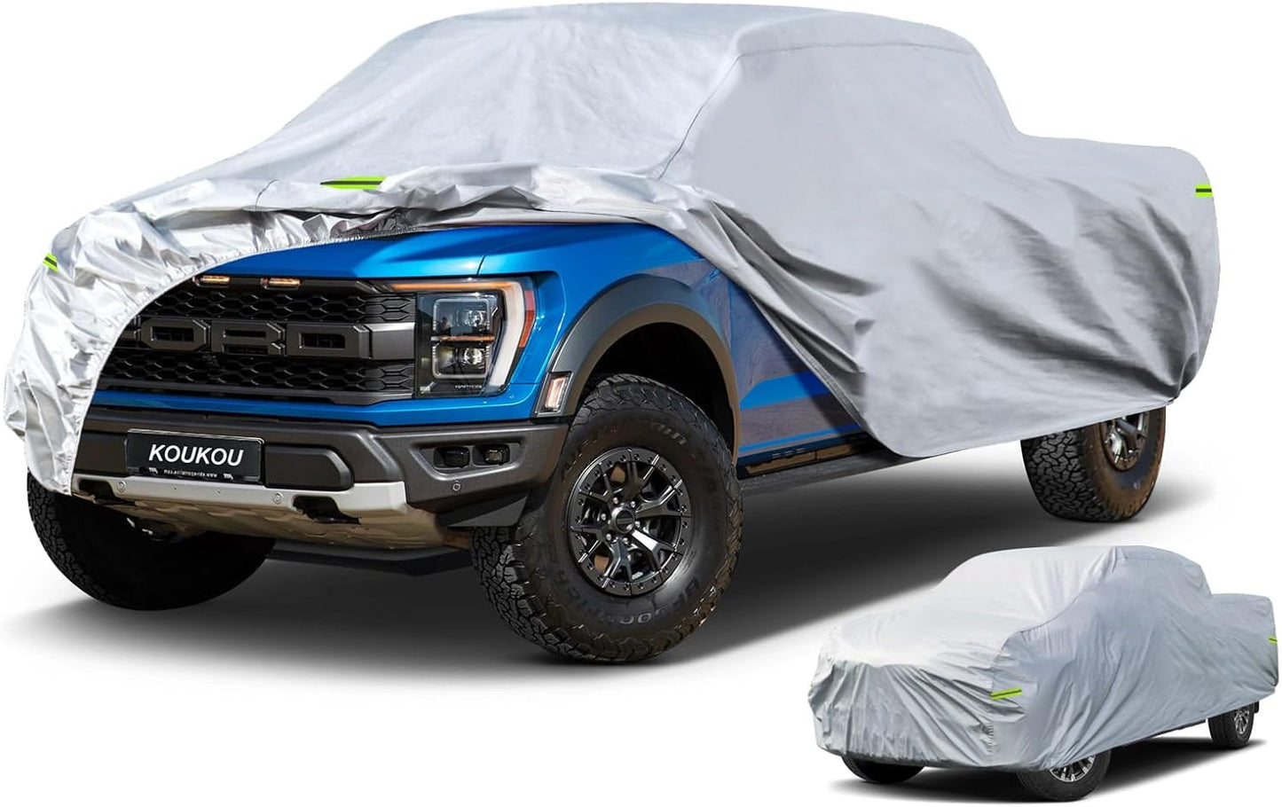 KouKou Truck Cover Waterproof All Weather, 6 Layers Full Pickup Outdoor Cover Length up to 232 inches,Universal Fit Toyota Tacoma, Chevy Silverado, GMC Sierra, Dodge Dakota etc.