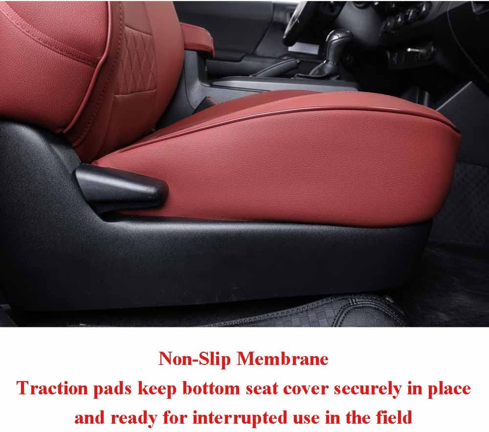 EKR Tacoma Front Car Seat Covers for Toyota Tacoma 2012 2013 2014 2015 (Regular Seats) Custom Leather Truck Seat Cover - Front Row Only,Leather (Burgundy)