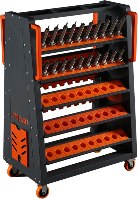BT50 CNC Tool Holder Storage Cart, Industry Cutting Tool Keeper, Wheels Rolling Cart for CNC Machinists and Workers