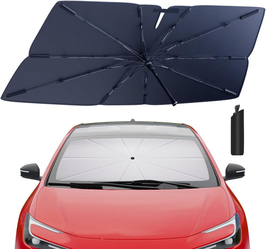 Windshield Sun Shade Umbrella for 2016-2022 Toyota Prius Hatchback Accessories: Custom Fit 210T Silver, Foldable Sunshade Front Window Sun Visor, Blocks UV Rays, Keeps Car Cool for Two, XLE, Limited