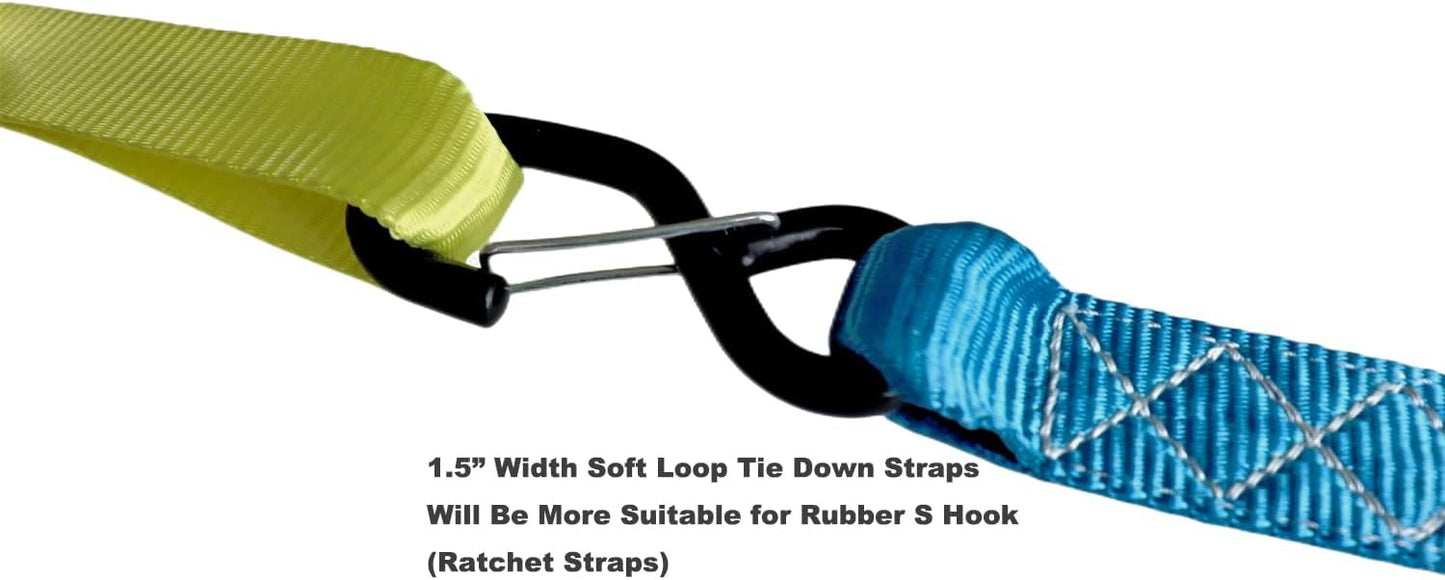 Soft Loop Tie Down Straps (4PK) Heavy Duty Motorcycle Tie Down Straps Loop Straps 1.5” x 18” x 10,000 LBS for ATV, UTV Trailer