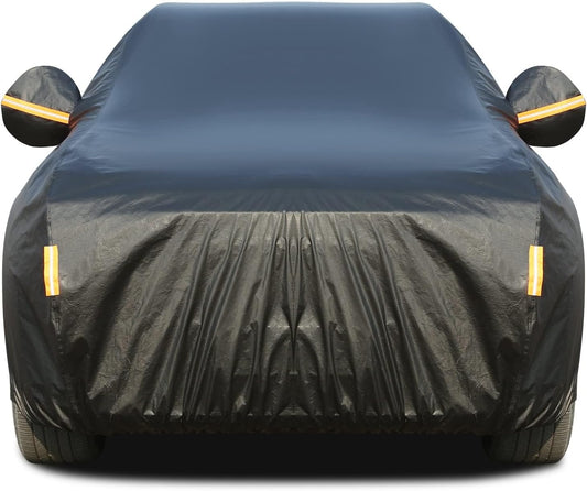 Tecoom Car Cover Waterproof All Weather, 3 Layers Car Covers for Automobiles with Lock/Zipper Door, Thick Fleece Lining UV Snow Rain Hail Protector Car Cover, Universal Fit for SUV (191-205 Inch)