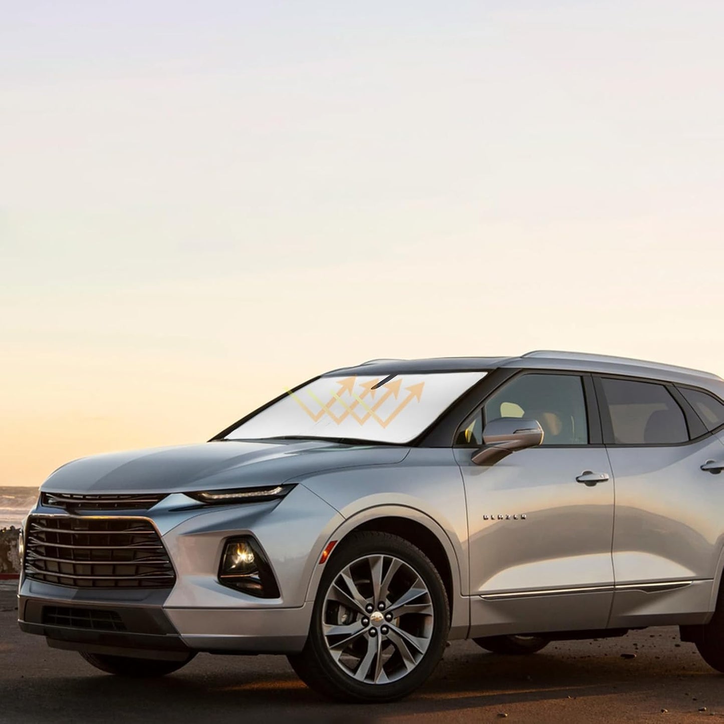 Sunshade Cover for Chevy Blazer Windshield Sun Shade for 2019-2023 2024 2025 2026 Chevy Chevrolet Blazer Accessories Window Shields Sun Visor Protector Blocks UV Rays Protect Car from Heat Damage