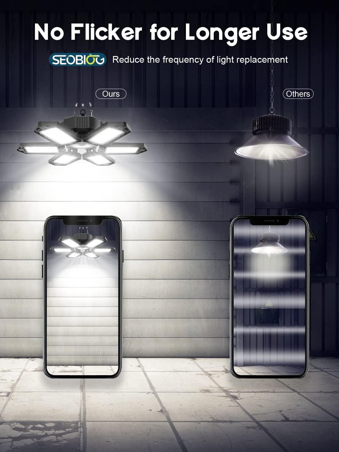 SEOBIOG Plug in Garage Light, 200W 20000LM Linkable Shop Light with On/Off Switch, 6500K Hanging LED Lights with 9.84ft Power Cord and US Plug, for Garage, Workshop,Work Bench