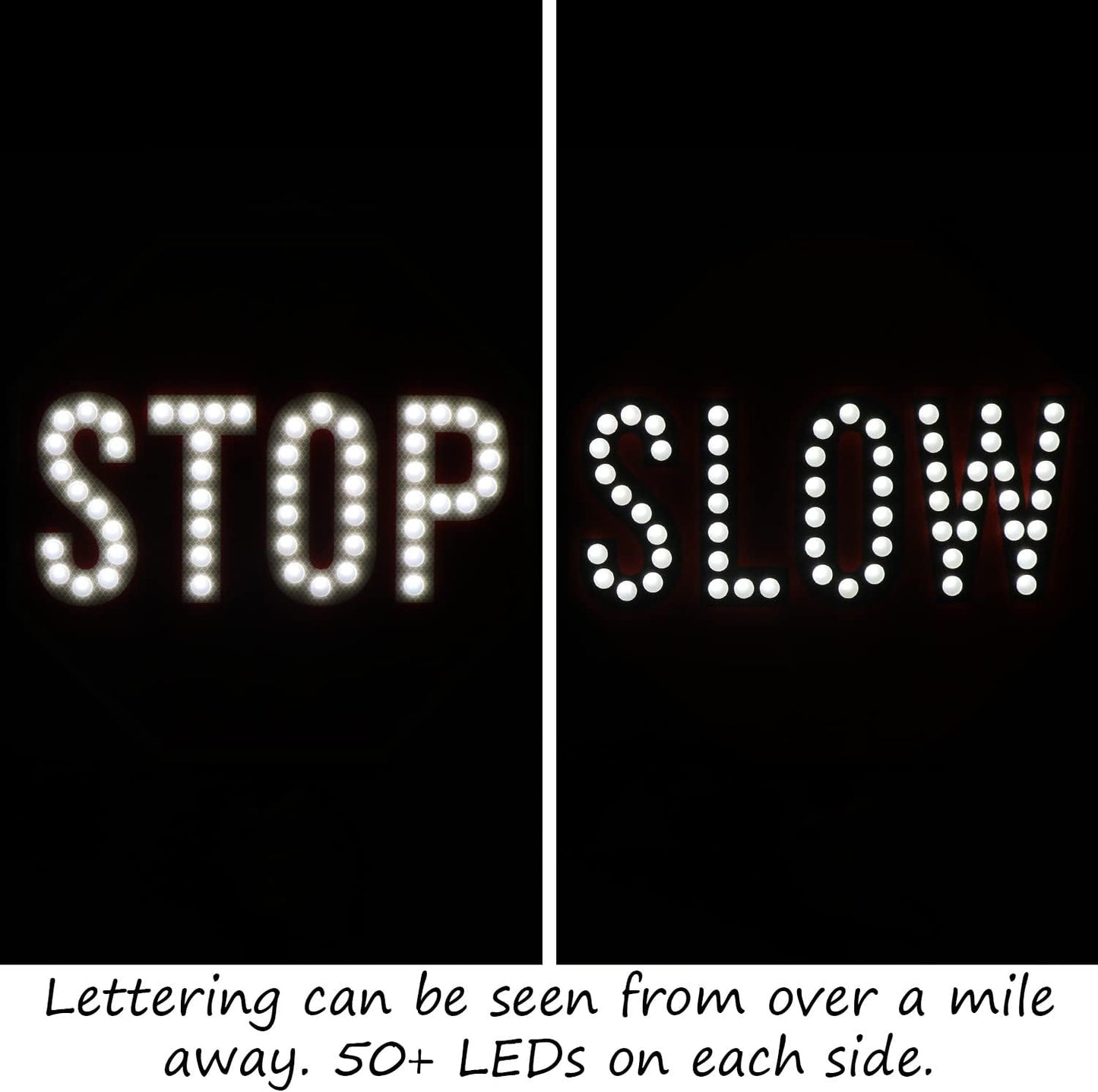 SmartSign LED STOP SLOW Paddle - Reflective Hand Held Stop Slow Sign with Handle, 18" Double-Sided, Steady/Flashing LED Light Modes, Rechargeable, Pack of 1