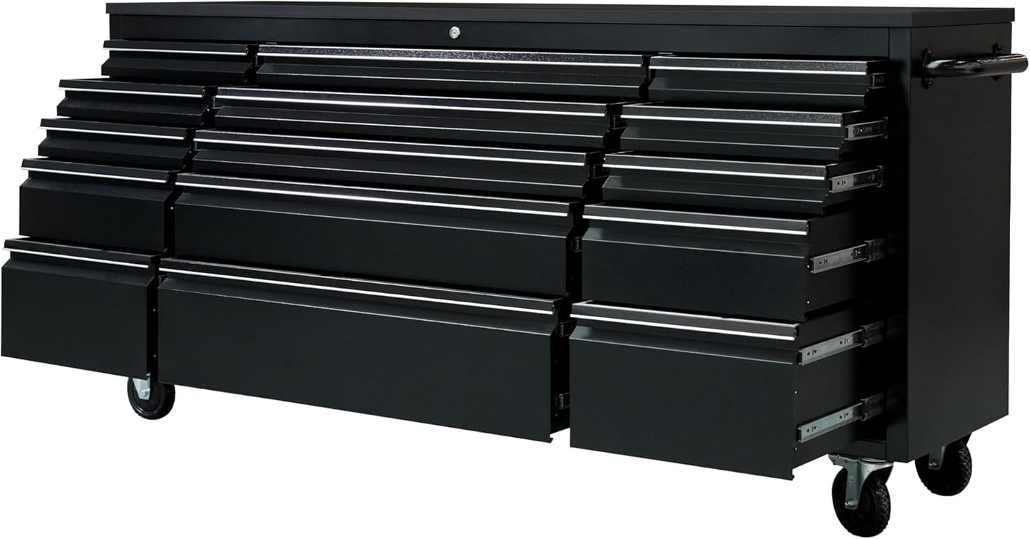 CT Copper Tailor 72-inch Rolling Tool Chest with 15 Drawers and Wheels, Mobile Garage Workbench, Large Tool Box Storage Tool Cabine with Wood Top for Workshop, Matte Black