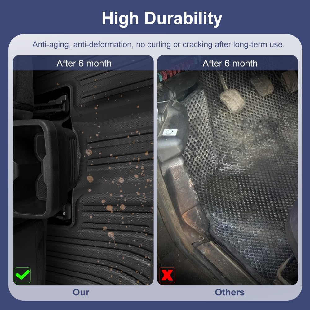 TPE Car Floor Mats for Toyota Tacoma 2016-2023 Double Cab (Only for Automatic), Custom Fit Carpet Floor All Weather Truck Mats - Front and Rear Row, 3PCS