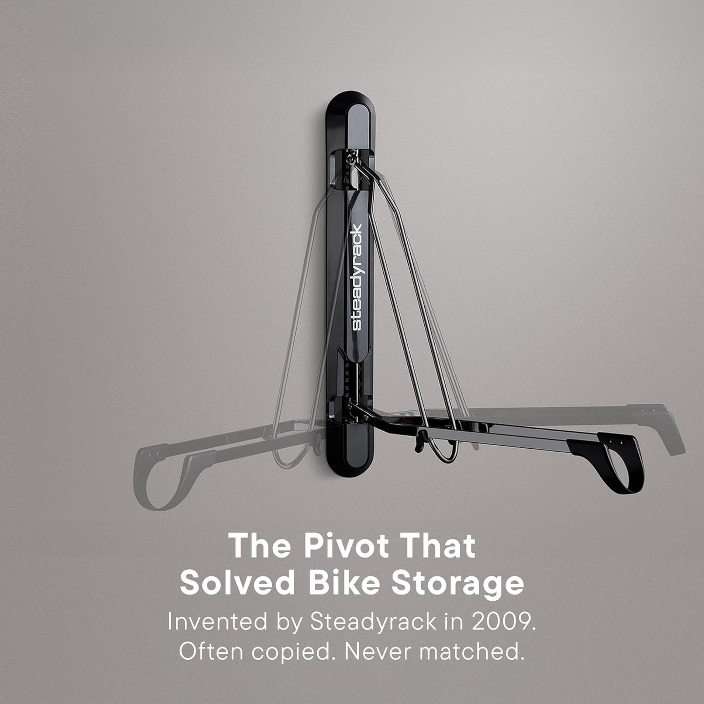 Steadyrack Bike Rack for Road Bikes - The Original Wall Mounted Vertical Bike Storage - Fits Narrow Tires - Space Saving Pivot Design - Heavy-Duty Steel Rack for Indoor Garage, Apartment or Home Use