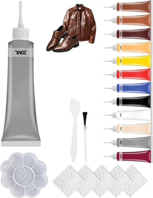 Advanced Leather Repair Gel, 2025 New Leather Repair Coloured Cream Gel, Upgrade Professional Leather Repair Kit for Car Seat Vinyl Repair Kit, Multifunctional Couch and Jacket Repair Kit (Grey)
