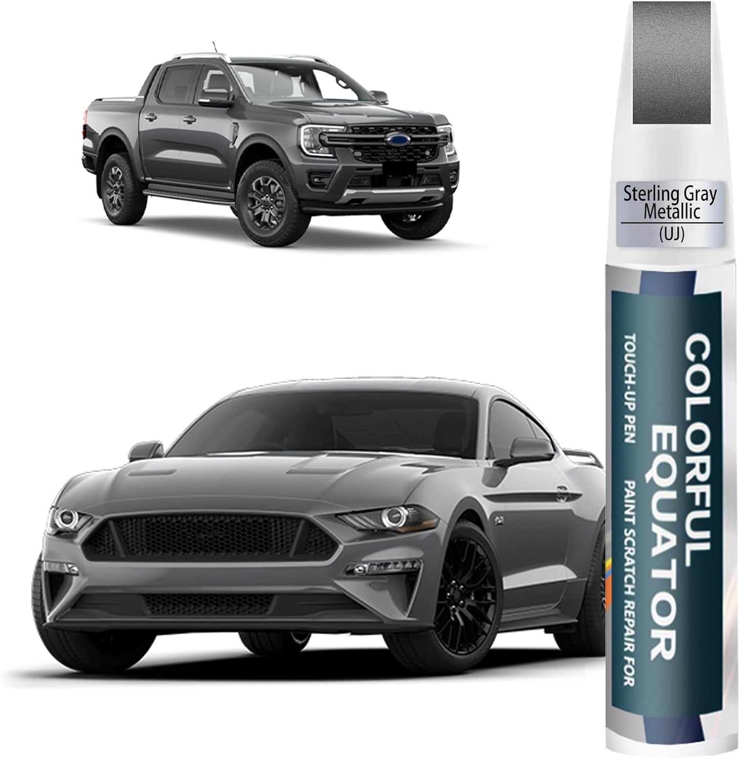 UJ Sterling Gray Metallic Touch Up Paint for Ford, Car Paint Pen Scratch Repair Two-In-One Touch Up Paint, Premium Car Scratch Remover for Deep Scratches