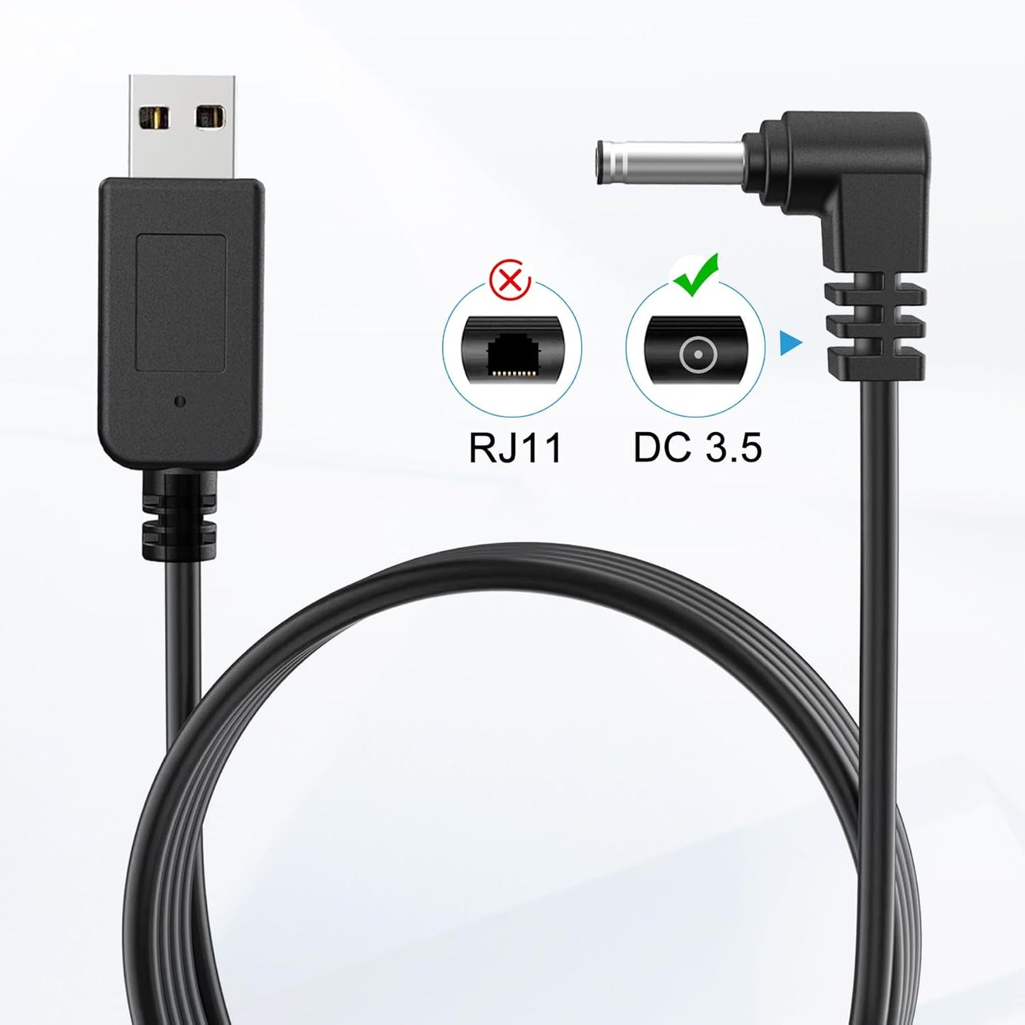 Radar Detector Cable, USB to DC3.5 Plug Cable,Replacement Radar Detectors Power Cord for Cobr RAD 350 380 450 480i Uniden DFR1 DFR3 DFR5 Whistler Radenso Pro M Radar Detector (DC3.5-6.56FT)