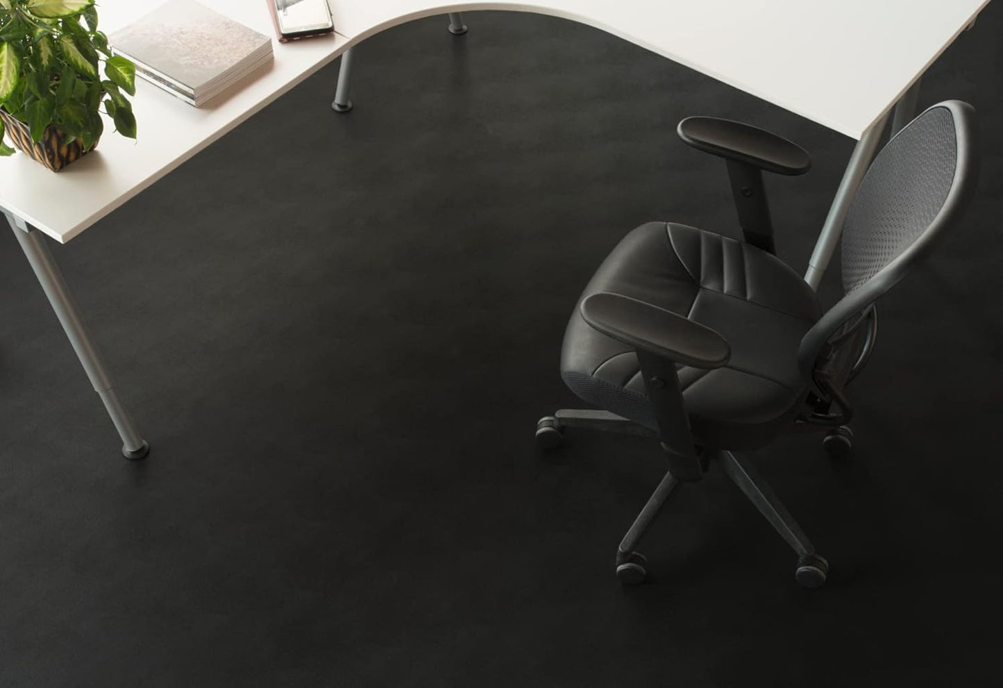 G-Floor Seamless Sheet Vinyl Shed Flooring Cover with Bonded Fibrous Backing - Levant Pattern (8' x 10', Midnight Black)