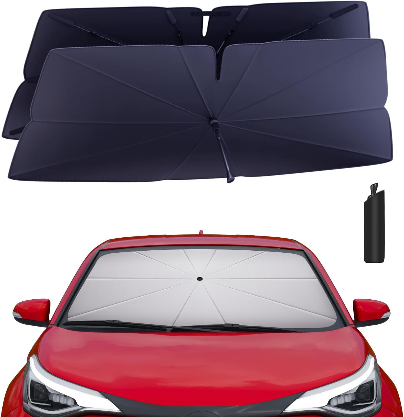 Windshield Sun Shade Umbrella for 2018-2023 Toyota CHR Accessories: Custom Fit 240T Silver, Double Thickened, Foldable Sunshade Window Sun Visor, Ultimate 99% UV Blocking for XLE, Limited, Nightshade