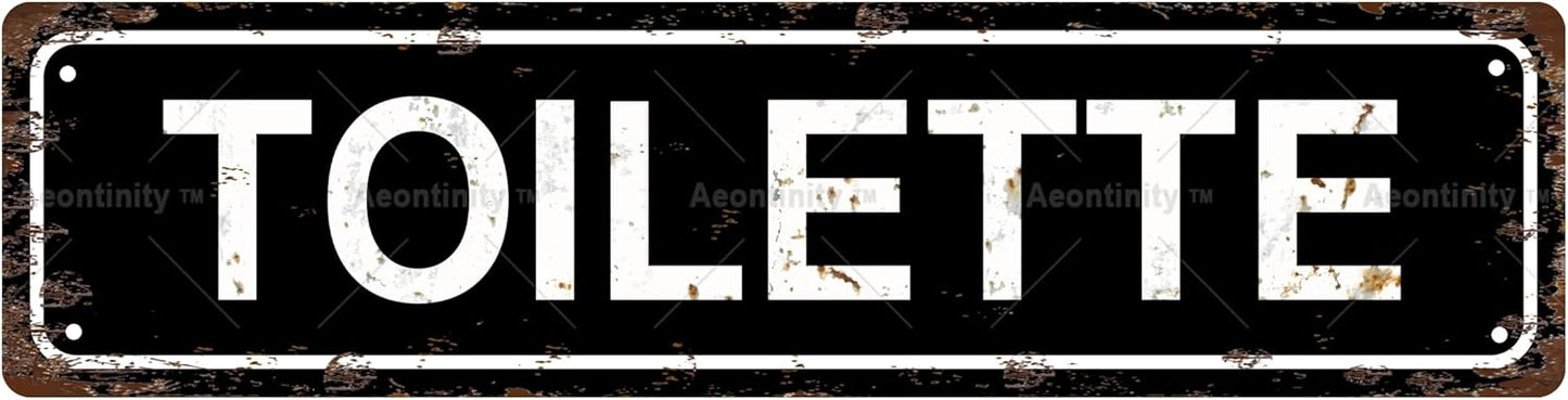 TOILETTE Non-Embossed Vintage Metal Tin Street Sign Bar Cafe Garage Cave Home Room Wall Bathroom Farmhouse Garden Porch Patio Decor, 16 x 4 Inch