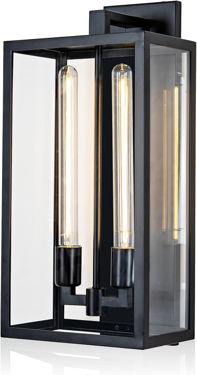 Outdoor House Lights Wall Mount, 21" Large Wall Sconces Wall Lights for House, Black Waterproof Modern Porch Lighting Exterior Lamp for Porch, Front Door, House Garage, Farmhouse (Bulbs Included)