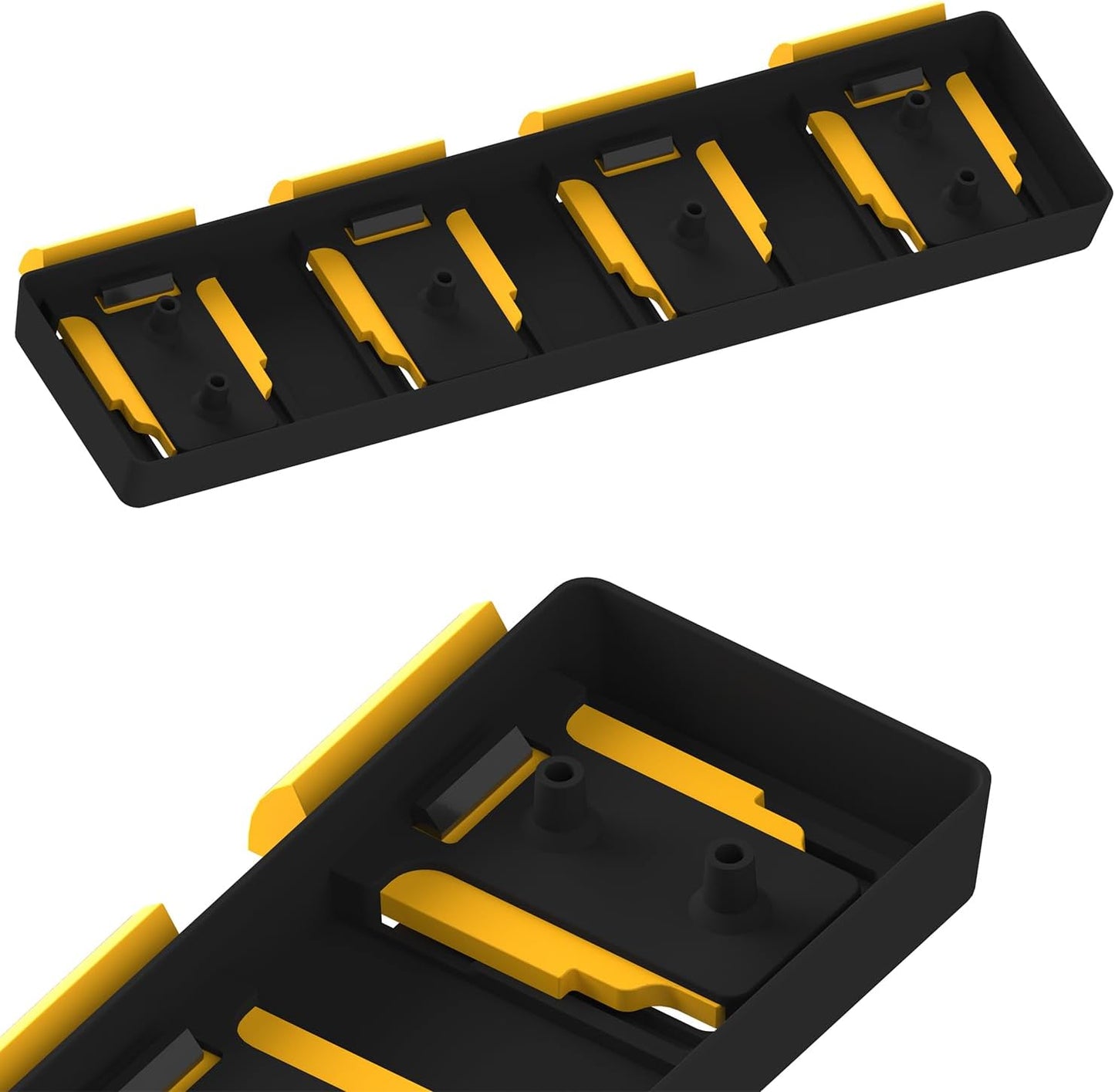 Battery Rack Compatible with DeWalt 20V Battery Holder, Mount 4 Slot Bulk Battery Garage Tool, Tools for Dewallt 20v, Wall Display Hook Holder (Black-2pc)