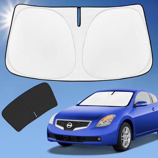 Sun Shade Sunshade for Nissan Altima Windshield Cover, 4-Layer Front Window Shade Custom fit Altima 2008-2012 Sun Visor 240T Retractable Shade Shield Blocks UV Rays Cooler Car Accessories