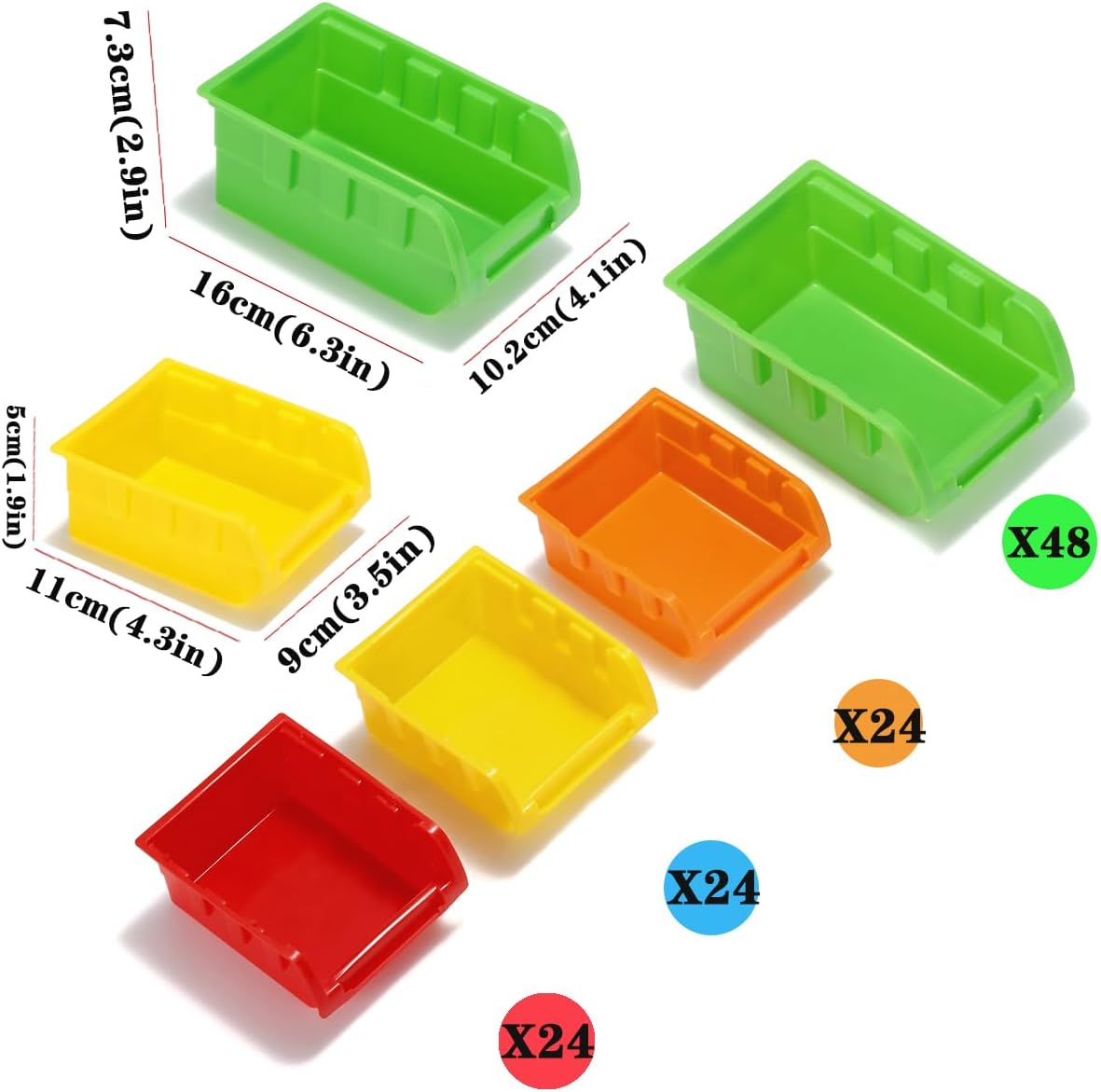 Wall Mounted Storage Bins Parts Rack 4 Colors Bin Organizer Garage Plastic Shop Tool, Garage Organizers and Storage (Style-Vivid) 50.4"*32.4"