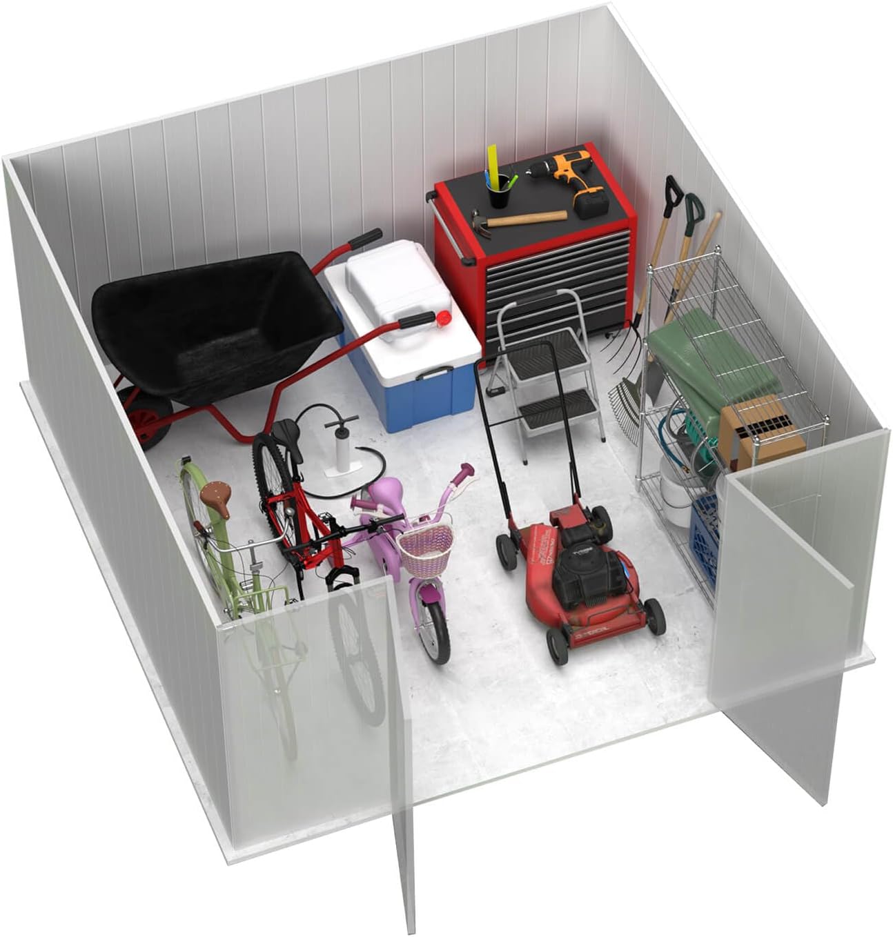 Absco Premier Storage Sheds, 10'x10' Metal Garage, DIY Backyard Shed, Utility Tool Storage, Weather & Wind Resistant Aluminum Panels & Steel Frame, Maintenance-Free, 12 Year Warranty, Woodland Gray