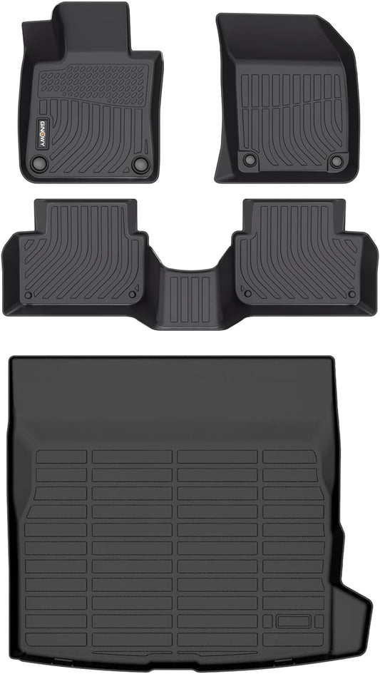 GINOWY-Floor Mats & Cargo Liner for Volvo S60 2019-2025, All Weather Car Mats Cargo Liner TPE Rubber Trunk Mat Trunk Liner for Volvo S60 Accessories