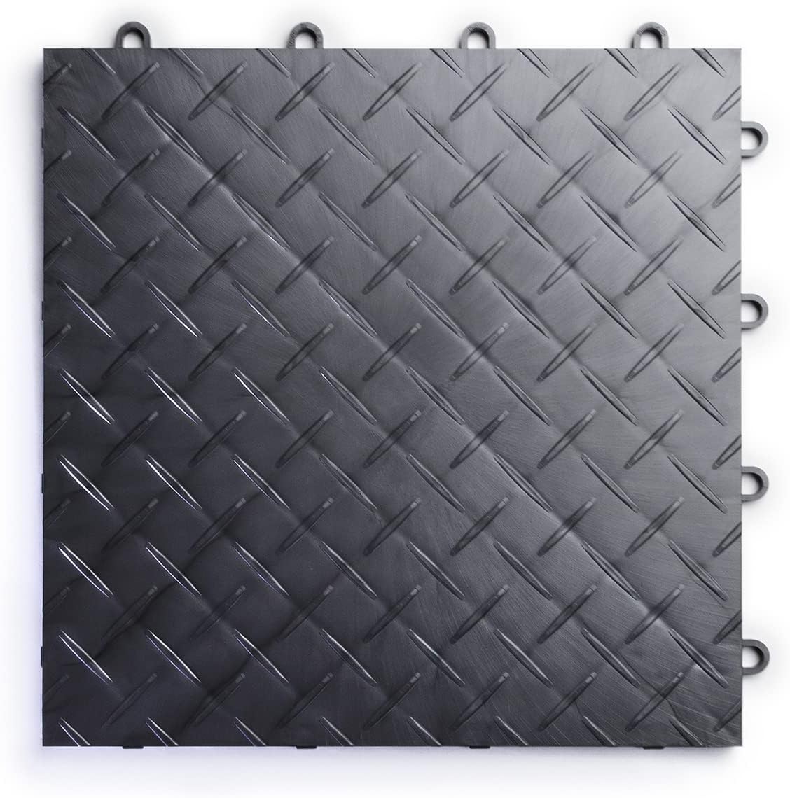 Big Floors RaceDeck Diamond Plate Design, Durable Interlocking Modular Garage Flooring Tile (Graphite, 24 Pack of 12 x 12" Tiles)
