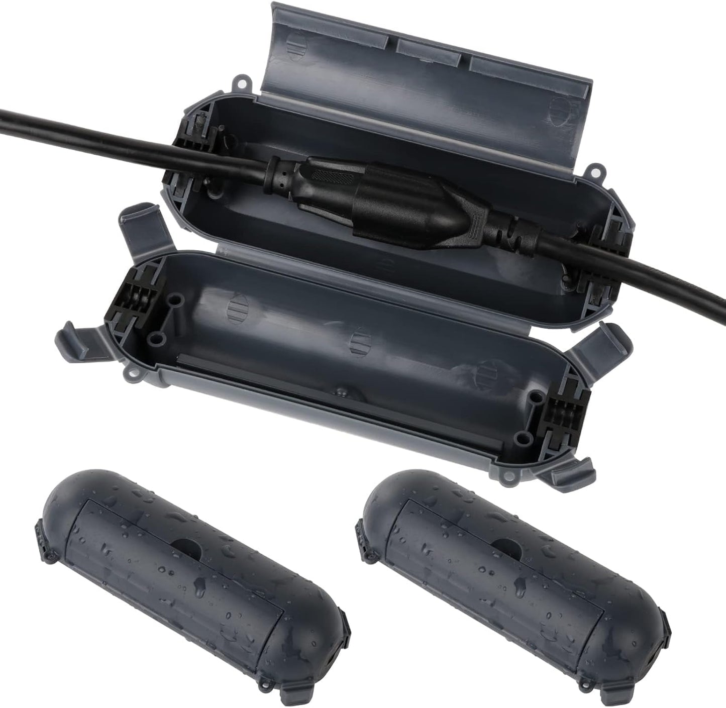 Flemoon [3 Pack] Outdoor Extension Cord Safety Cover with Waterproof Seal, Weatherproof Electrical Connection Box to Protect Outdoor Outlet, Plug, Socket, Christmas Holiday Decoration Light, Gray