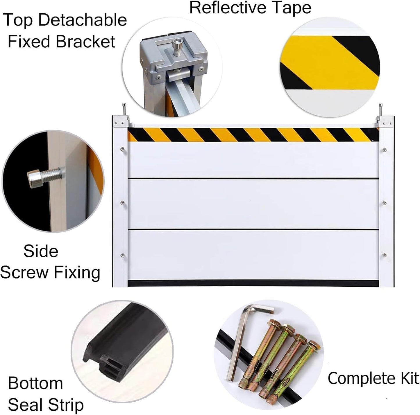 Reusable Heavy Duty Aluminum Flood Barriers for Home Exterior, Flood Protection Barriers Water Barrier Door Quick Detachable Garage Doors Detachable Mobile Rain Water Baffle ( H 15.7 inch L 6.5FT)