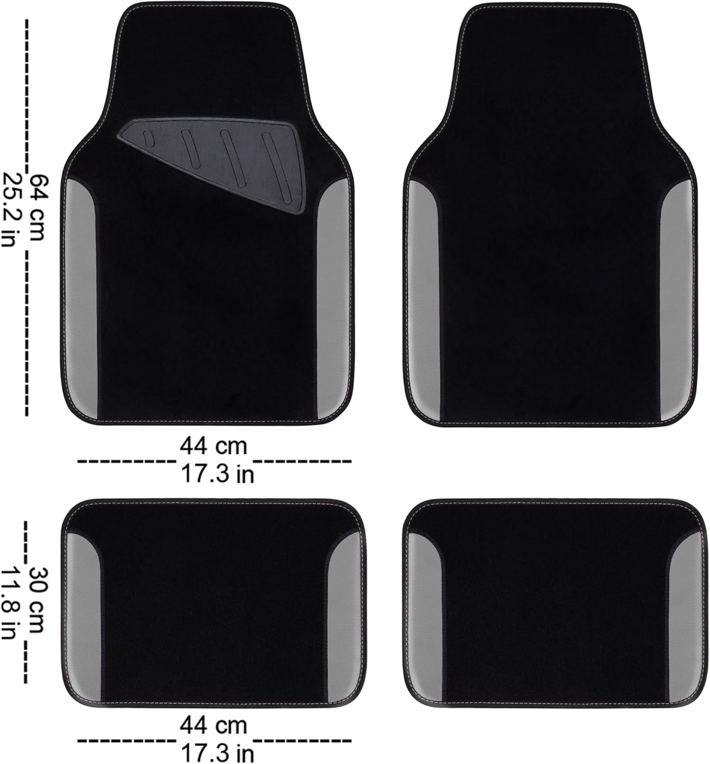 CAR PASS 3D Air Mesh Car Seat Covers Full Sets w/5mm Sponge, 4Pcs Waterproof Car Floor Mats, Steering Wheel Cover Universal Fit for SUV Sedan Truck, Airbag Compatible Automotive Interior(Black Gray)