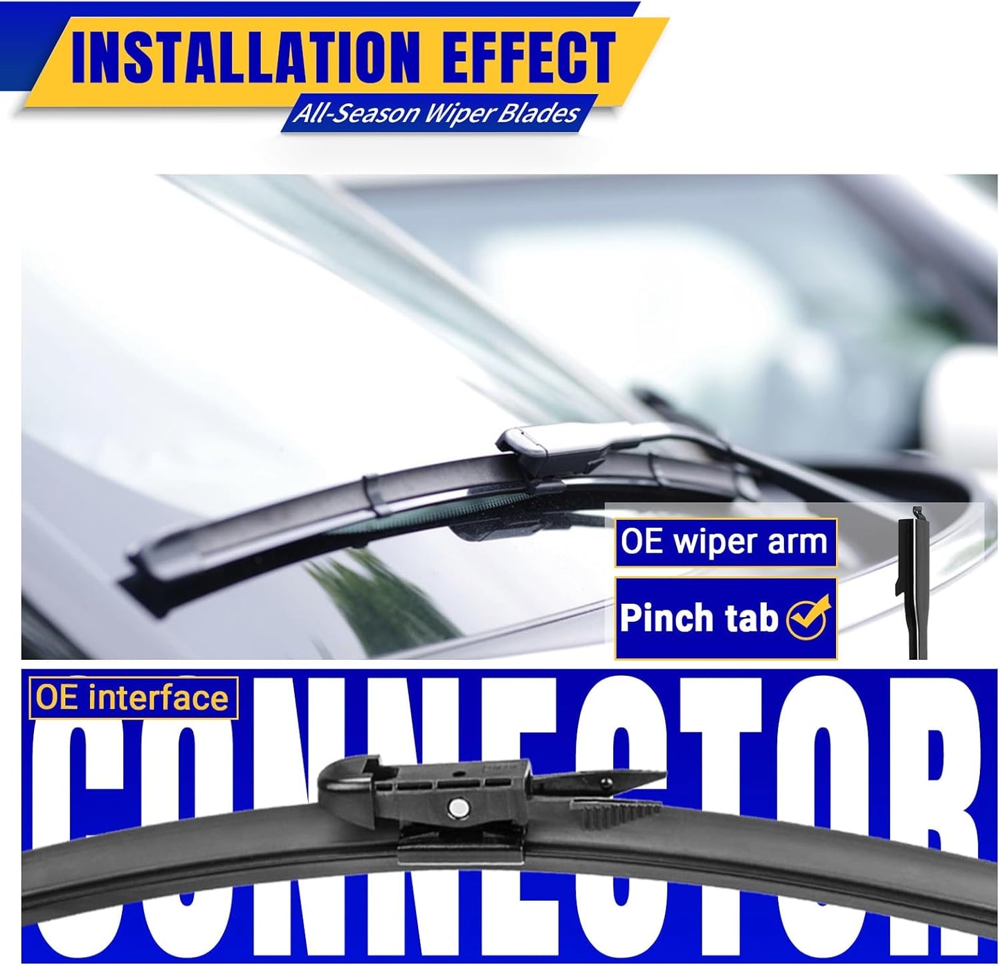 3 wipers Replacement for 2012-2018 Ford Focus, Windshield Wiper Blades Original Equipment Replacement - 28"/28"/12" (Set of 3) Pinch Tap