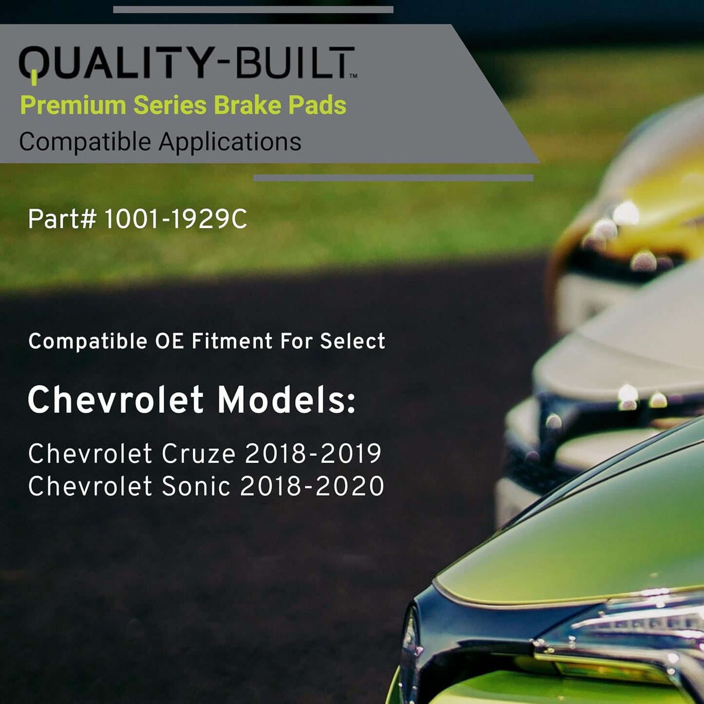 Premium Ceramic Front Brake Pads (1001-1929C) Compatible with Chevrolet Cruze 2018-2019, Chevrolet Sonic 2018-2020