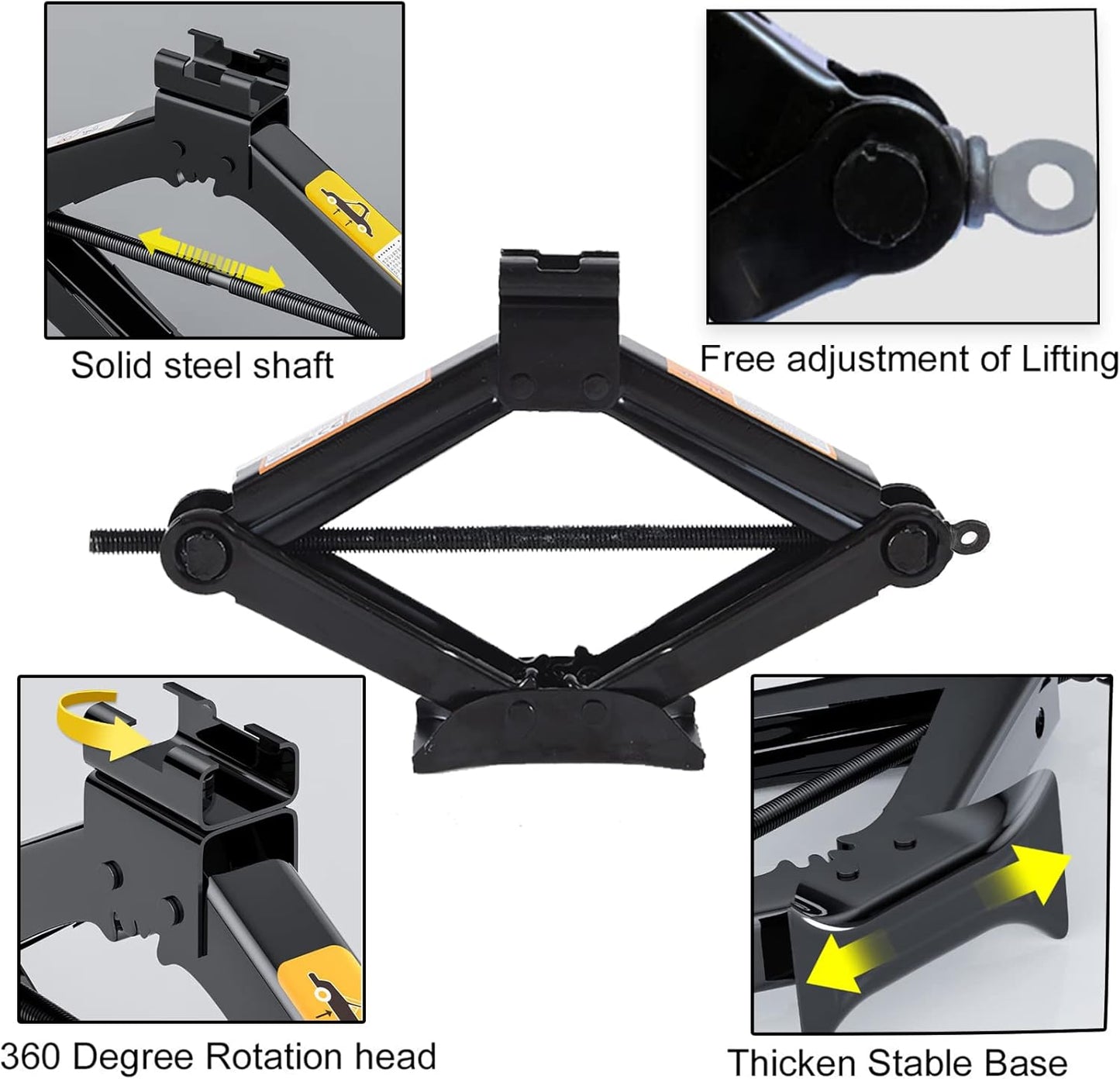 Scissor Jack for Car-3.0Ton(6614lbs) 丨Car Jack Kit-Tire Jack丨Portable,丨deal for SUV and Auto-with Crank Handle丨Heavy Duty Material,Black (3.0T)