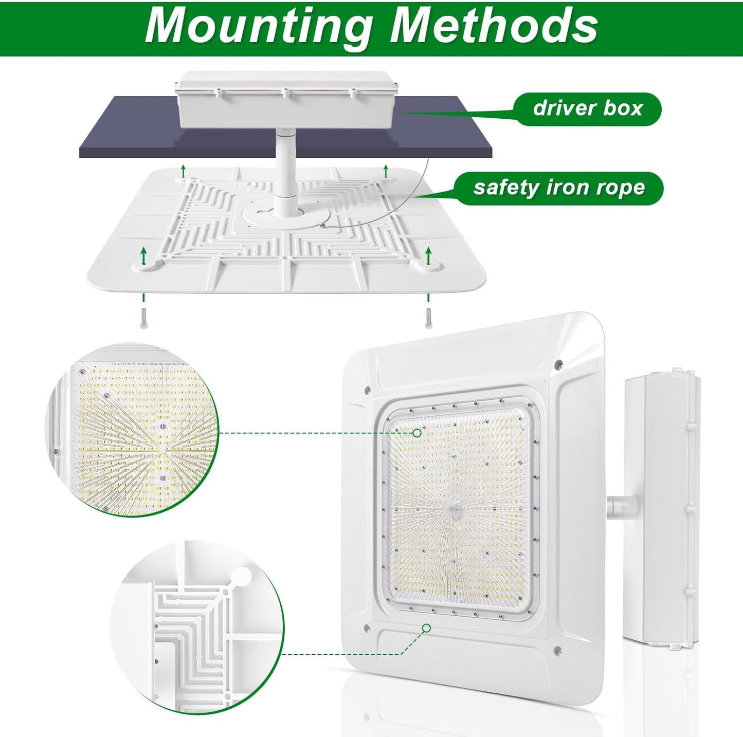 OSTEK LED Gas Station Canopy Light, 240W Carport Ceiling Light 5700K, Outdoor Rated (1000W HID/HPS Equivalent), 90-277V IP65 DLC & UL Listed (240W-1 Pack)