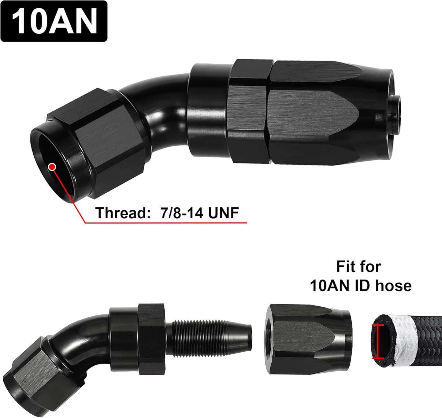 EVIL ENERGY 10AN 45 Degree One Piece Full Flow Hose End Fitting Swivel For CPE Braided Hose