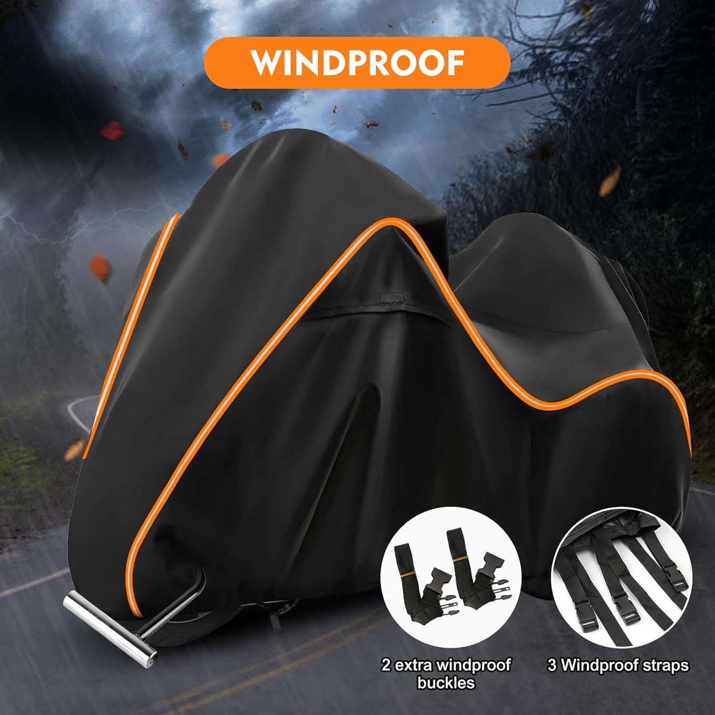 420D Motorcycle Cover for Harley Davidson Ultra Limited,Road Glide Limited,Gold Wing with Trunk Models Outdoor Bike Cover Windproof Heavy Duty Waterproof Protection Fits up to Motorcycles