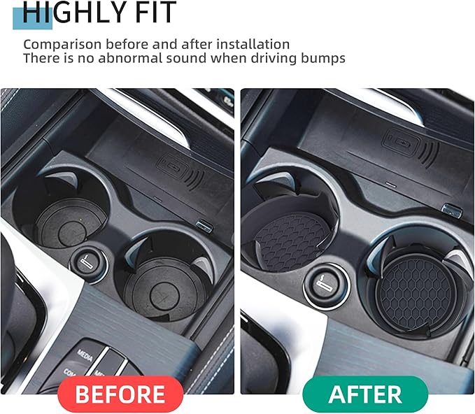 Amooca Car Cup Coaster Universal Automotive Waterproof Non-Slip Cup Holders Sift-Proof Spill Holder Car Interior Accessories 4 Pack Black