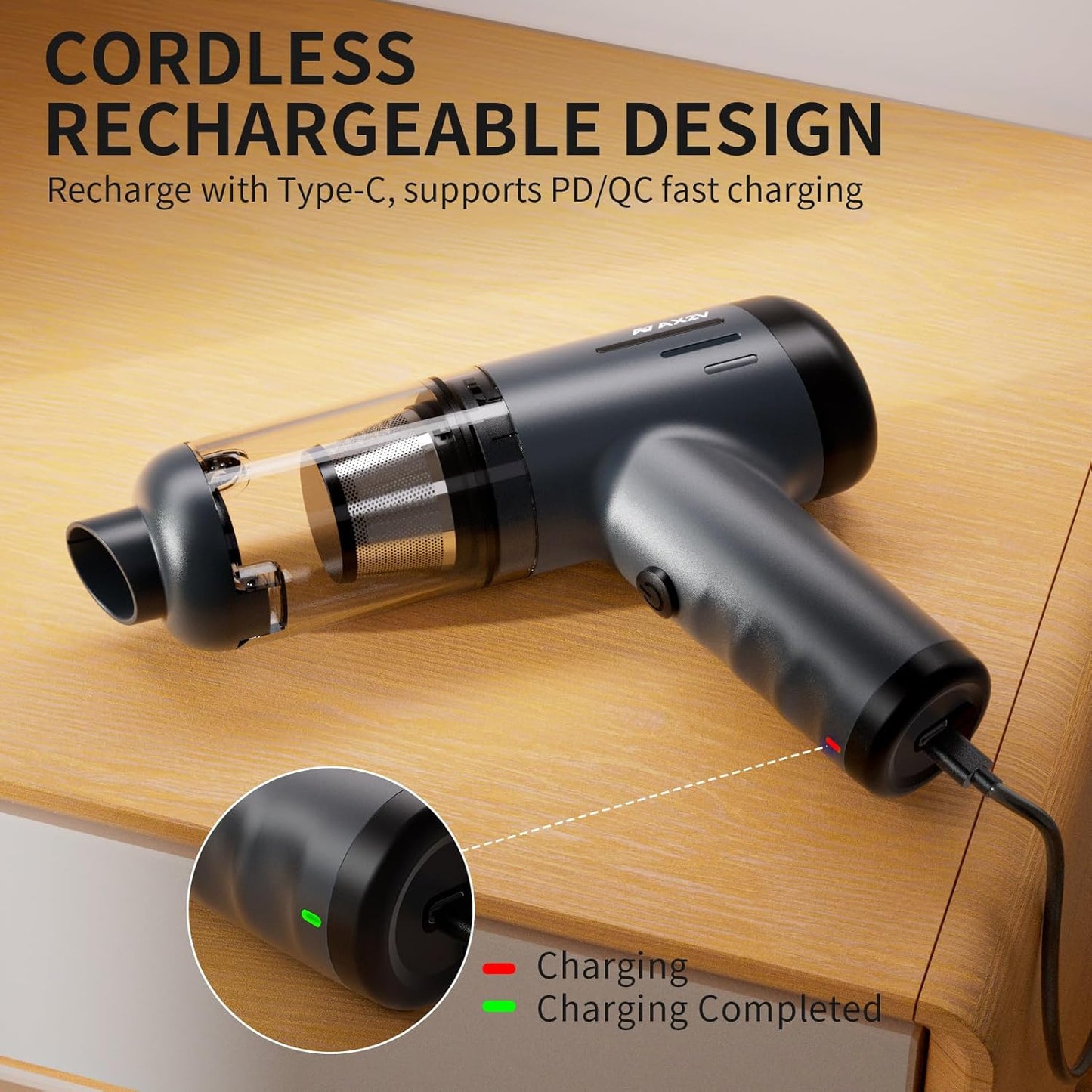 2-in-1 Car Vacuum&Air Duster,80W/16kpa/12KRPM/30 Mins,High Powerful Dust Cleaner Portable Cordless Vacuum Pro,Compressed Air Blower,Lightweight Rechargeable Handheld Mini Vacuum for Car/Home/Office