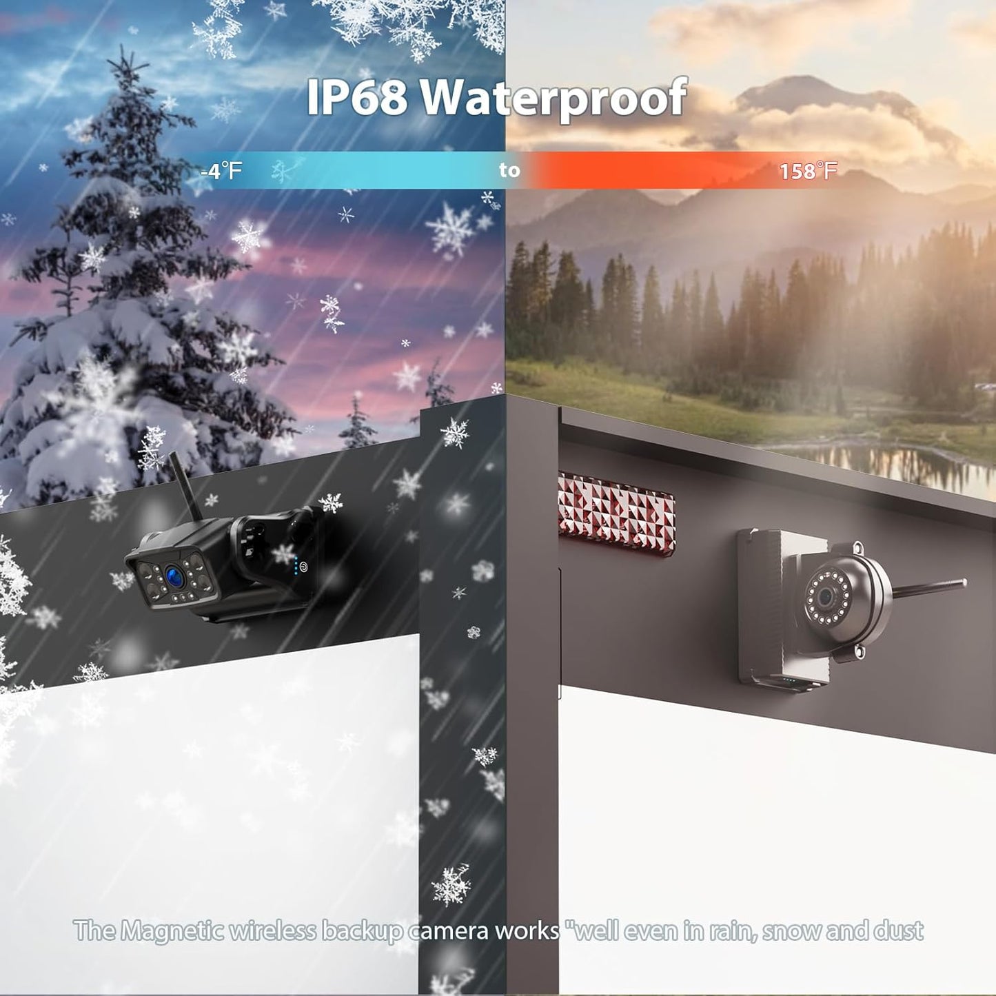 Magnetic Wireless Backup Camera: Portable Rechargeable Battery, 10" HD 1080P DVR Monitor with Rear View Side View Camera for Travel Trailer/Fifth Wheels/RV/Camper BC103