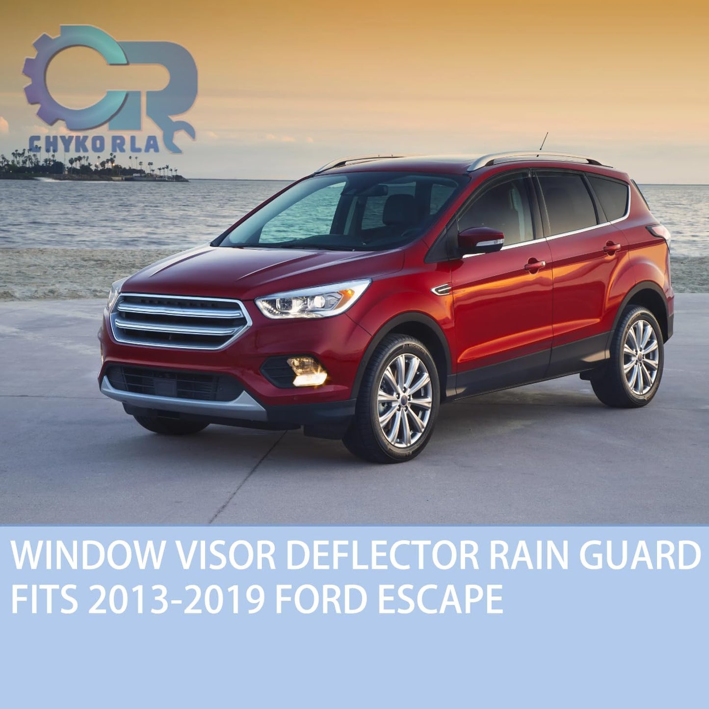 Rain Guards Fit for 2013-2019 Ford Escape, Tape-On Window Visors Shield, Smoke Tinted Vent Guard Deflector, Outside Mount Vent Visors,2013 2014 2015 2016 2017 2018 2019