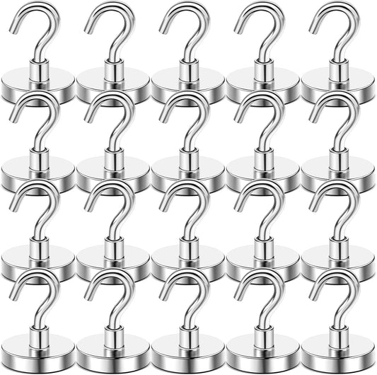 DIYMAG Magnetic Hooks, 118 LB Heavy Duty Strong Magnet with Hook, Rare Earth Neodymium Magnets for Hanging, Magnetics Hanger for Curtain, Home, Kitchen, Workplace, 20 Packs