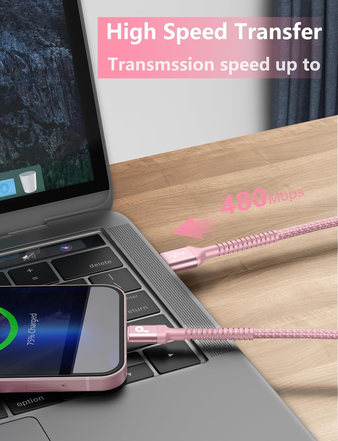 iPhone Charger 6FT 2Pack, Lightning Cable [Apple MFi Certified] iPhone Fast Charging Cord Compatible with iPhone 14/13/12/11 Pro Max/XS MAX/XR/8/7/Plus/6S/6/SE/5S/iPad (Pink)