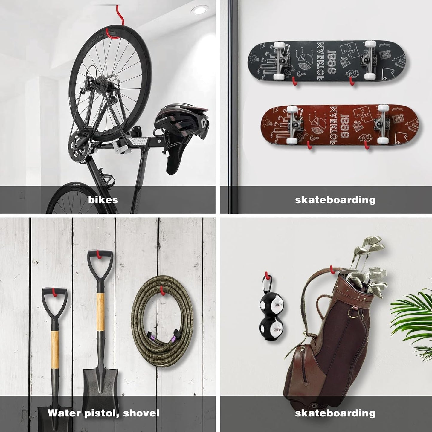 Bike Hooks Heavry Duty 6-Pack,Bicycle Storage Hanger Screw in Ceiling Hooks,Utility Hooks for Wall,Garage,Garden Organization and Storage,Fits Hanging All Bike Types,Bicycle Storage Hooks