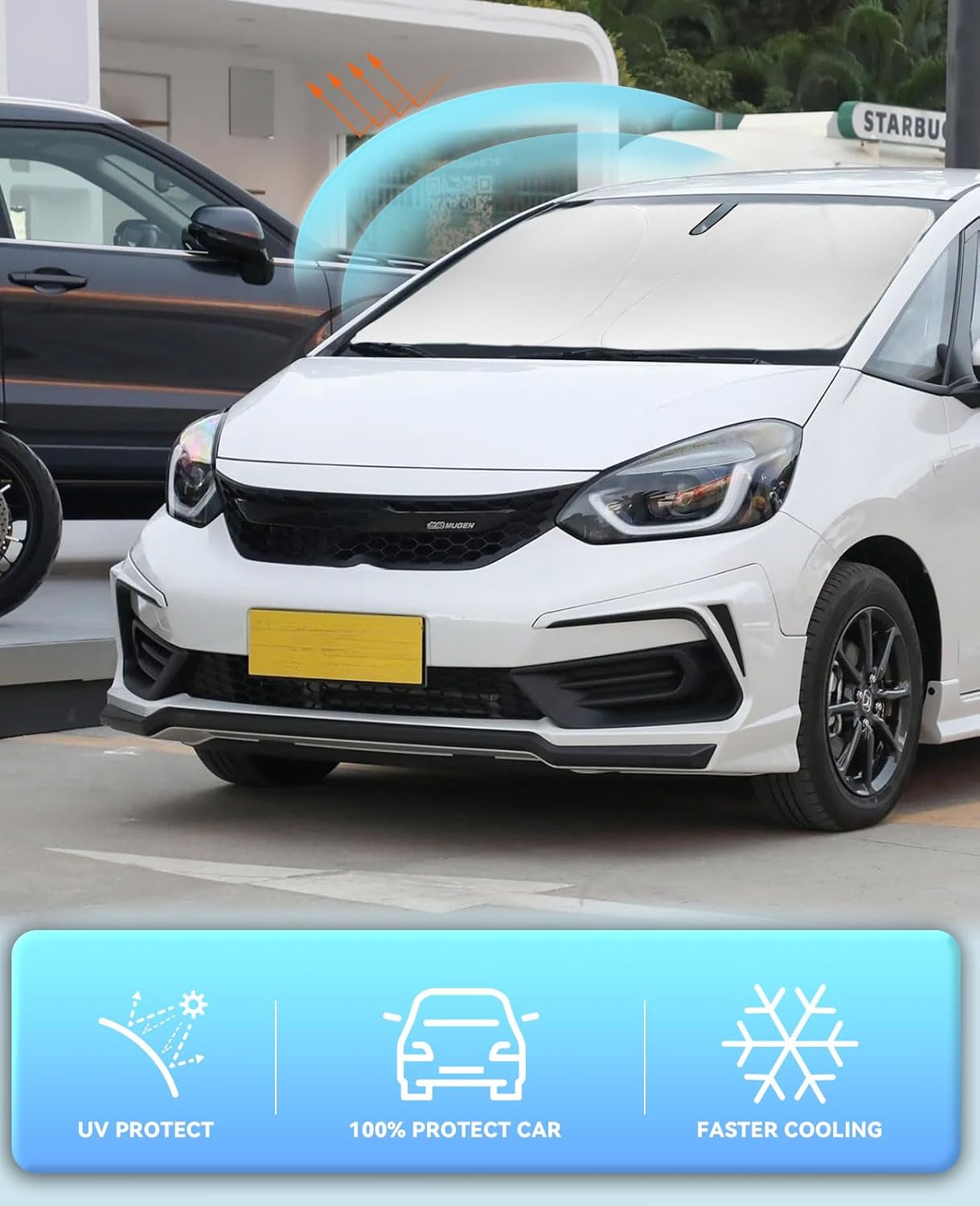 Sunshades Windshield Cover for Honda Fit 2007-2015 2020-2024 2025 Accessories Sun Shade Car Front Window Shields Protector Fits Honda Fit EX EXL Sport Engine Sun Visor Blocks UV Rays