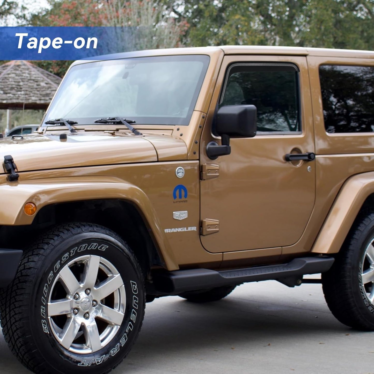 Window Visors Rain Guards for 2007-2018 Jeep Wrangler 2-Door, Out-Channel Window Vent Wind Deflectors Visors Shades for 07-18 Wrangler JK (2-Door ONLY)