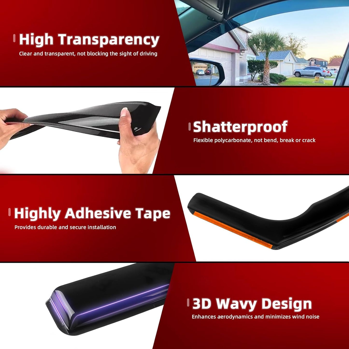 in Channel Rain Guards Fits for Honda Civic 2016-2021 Sedan 4-Door, Durable Window Visors Wind Deflector Vent Shade Shields, 2017 2018 2019 2020 2021-4PCS