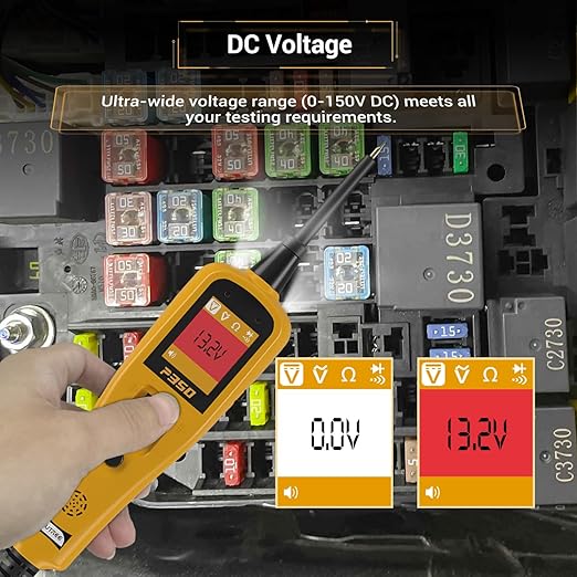 Car Automotive Power Circuit Breaker Probe Tester Finder Tool Bsttery Electrical Fuse AC DC Voltage Tester Test Light Wire Break Locator Analyzer Tracer Pen Accessories 9-30V (p350)
