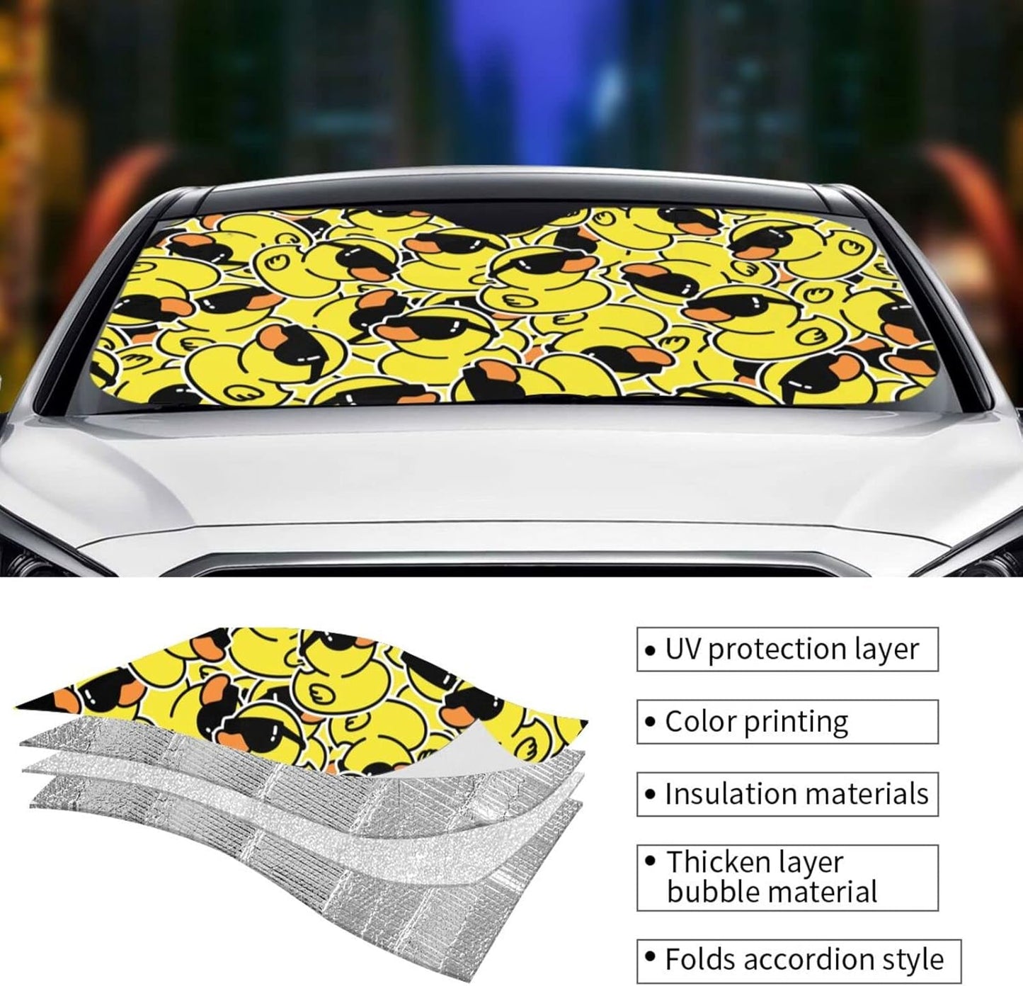 Duck Car Windshield Sunshade Front Window Sun Visor Protector Foldable Shield Cover for Truck SUV