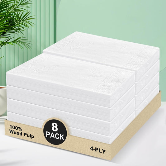 4-Ply Car Tissue Refills (960 Layers) - 8 Pack Travel Size Tissues, Soft & Strong Disposable Facial Tissues for Car, Office, Home - 240 Sheets