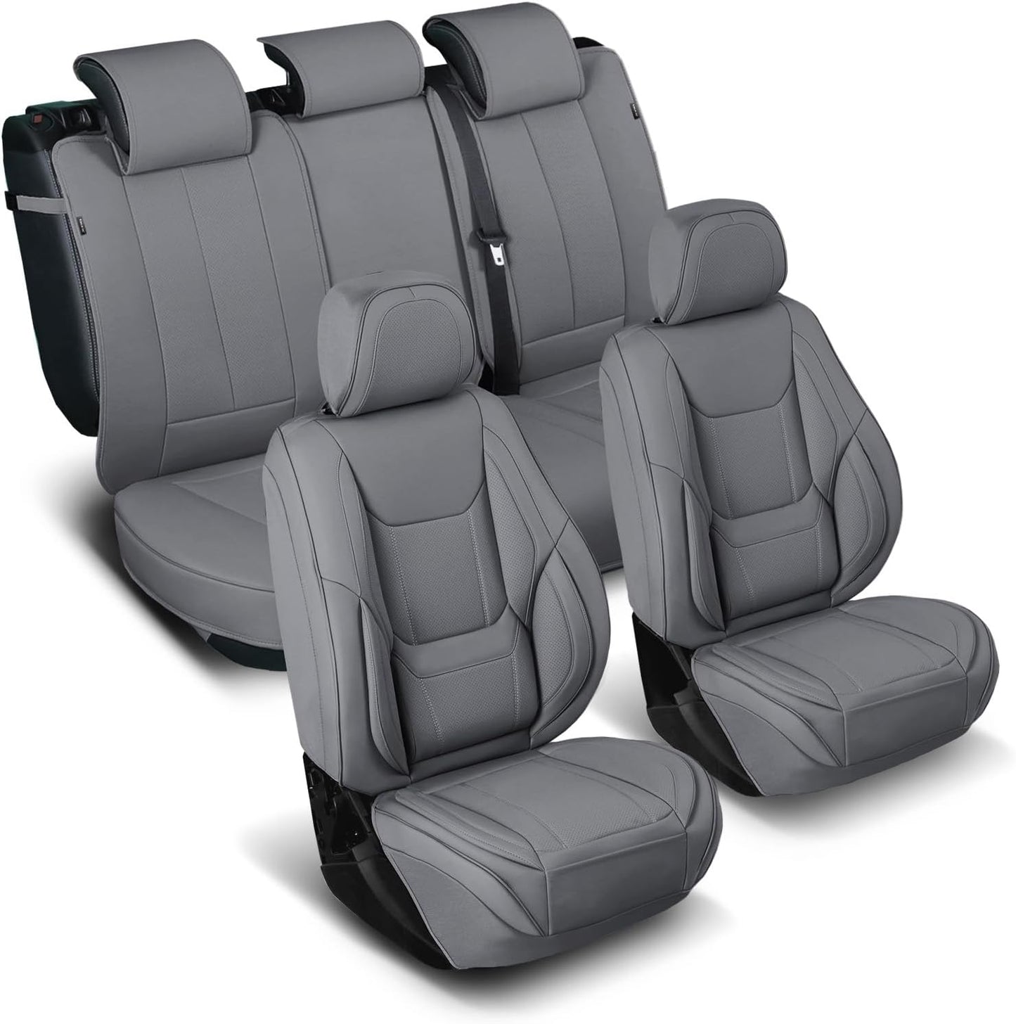 Coverland Custom Car Seat Covers Compatible with 2022-202 Tundra CrewMax, Double Cab - Premium Leather Non-Slip Memory Foam Waterproof Interior Protector Full Set-Dark Gray [See Size Chart-Size X119]