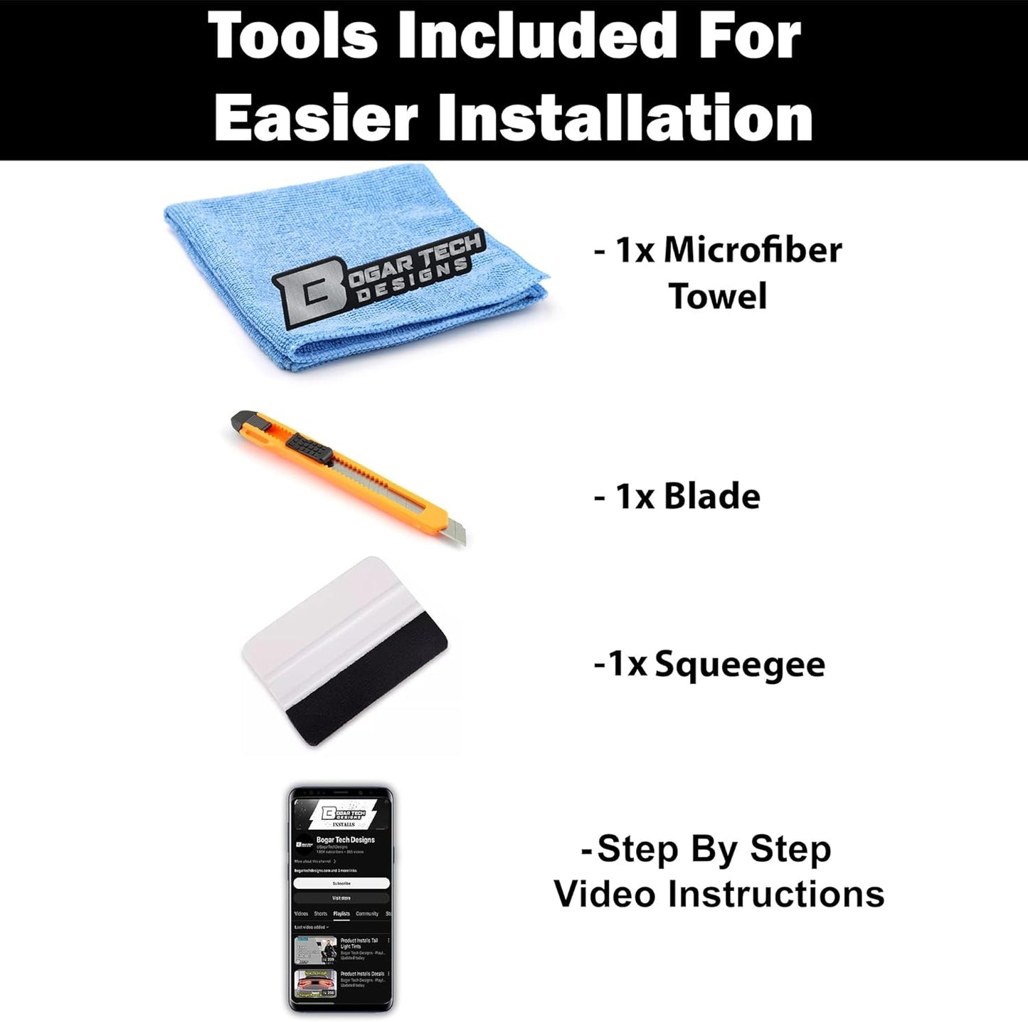 BOGAR TECH DESIGNS Full Headlight Head Light Tint Kit Fits Cadillac Escalade (ESV) 2015-2020, Light Smoke