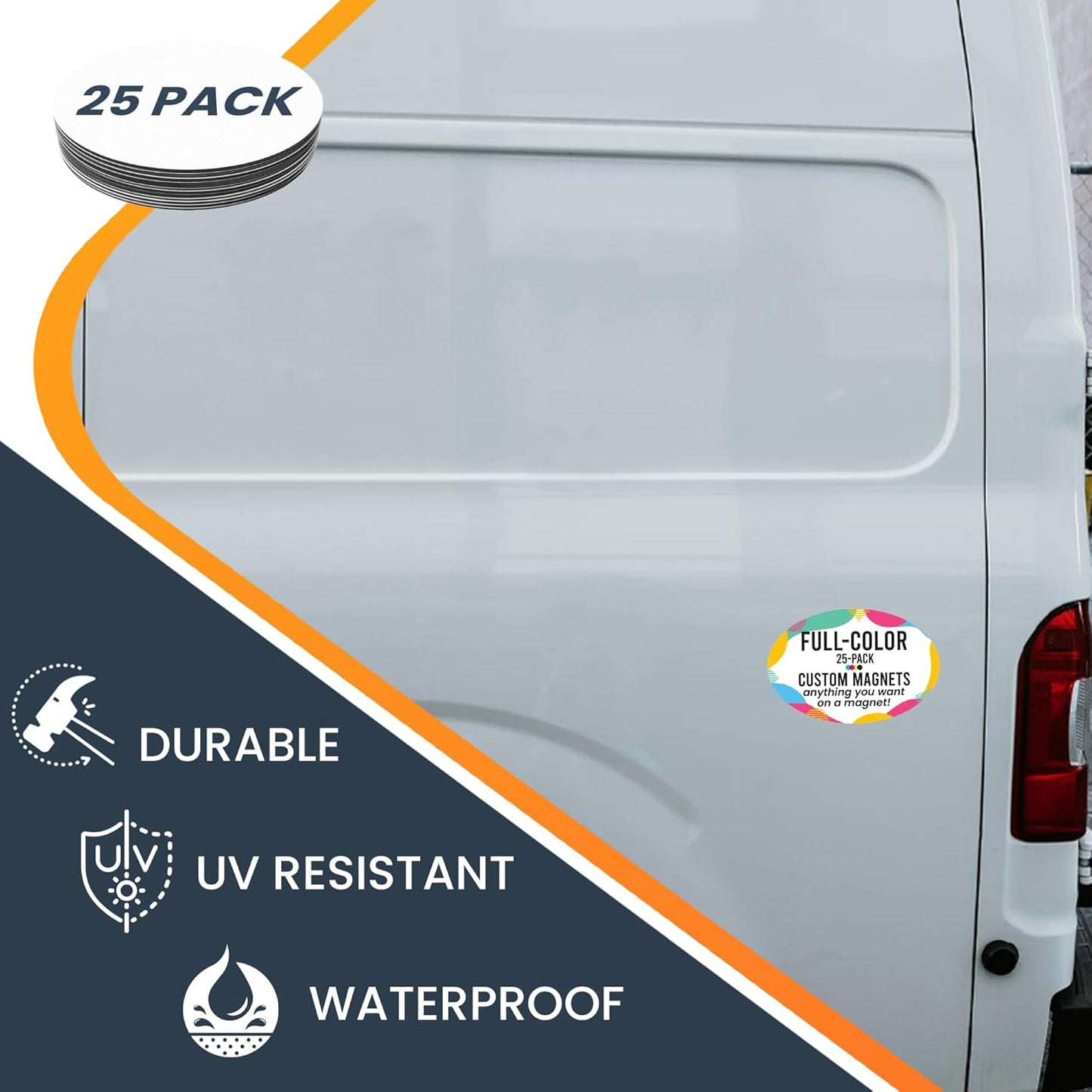 Magnet Me Up Customizable 4x6 Inch Oval Magnet Pack, 25 Piece, Custom Magnet for Businesses, Personal Use, Choose Your Text, Upload Image, Magnetic Vinyl for Any Magnetic Surface, Crafted in USA